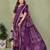 purple color mul cotton fabric designer printed festive special saree