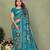 teal color mul cotton fabric designer printed festive special saree