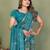 teal color mul cotton fabric designer printed festive special saree