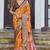 orange color silk blend blended traditional bandhani ajrakh printed saree