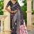 black color silk blend blended traditional bandhani ajrakh printed saree