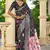 black color silk blend blended traditional bandhani ajrakh printed saree