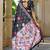 black color silk blend blended traditional bandhani ajrakh printed saree