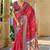 pink color silk blend blended traditional bandhani ajrakh printed saree