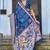 blue color silk blend blended traditional bandhani ajrakh printed saree