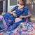 blue color silk blend blended traditional bandhani ajrakh printed saree