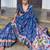 blue color silk blend blended traditional bandhani ajrakh printed saree