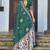 green color silk blend blended traditional bandhani ajrakh printed saree