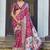 maroon color silk blend blended traditional bandhani ajrakh printed saree