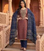 Purple shimmer jacquard salwar suit dress material