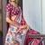 maroon color silk blend blended traditional bandhani ajrakh printed saree