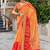 orange color beautiful linen art silk fabric saree with sophisticated partywear saree