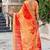 orange color beautiful linen art silk fabric saree with sophisticated partywear saree