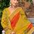 yellow color beautiful linen art silk fabric saree with sophisticated partywear saree