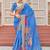 blue color beautiful linen art silk fabric saree with sophisticated partywear saree