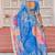 blue color beautiful linen art silk fabric saree with sophisticated partywear saree