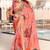 peach color beautiful linen art silk fabric saree with sophisticated partywear saree