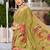 olive green color beautiful linen art silk fabric saree with sophisticated partywear saree