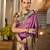 purple color smart khadi raw art silk saree with graceful madhubani style print
