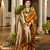 mustard color smart khadi raw art silk saree with graceful madhubani style print