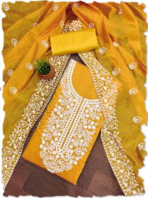 women's Mustard chanderi cotton white embroidered lucknowi chikankari 1