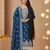women's Royal Blue chanderi cotton white embroidered lucknowi chikankari
