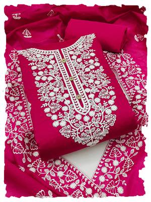 women's Rani pink chanderi cotton white embroidered lucknowi chikankari 1