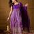 Women purple silk blend solid woven design anarkali kurta trousers with dupatta