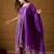 Women purple silk blend solid woven design anarkali kurta trousers with dupatta