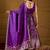 Women purple silk blend solid woven design anarkali kurta trousers with dupatta