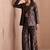 Women's black faux banarasi brocade co-ord set with designer blazer & wide-leg pants