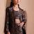 Women's black faux banarasi brocade co-ord set with designer blazer & wide-leg pants