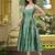 Designer teal jacquard zari woven a-line midi dress
