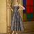 Designer navy blue jacquard zari woven a-line midi dress