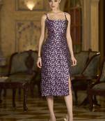 Wine floral weaving zari jacquard bodycon midi dress with slit cut