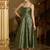 Green jacquard zari weaving a-line dress for women