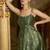 Green jacquard zari weaving a-line dress for women