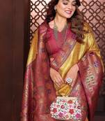 Yellow Color Zari Weaving Banarasi Tissue Silk Saree