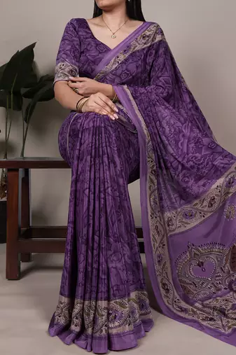 lightweight crepe saree with beautiful prints