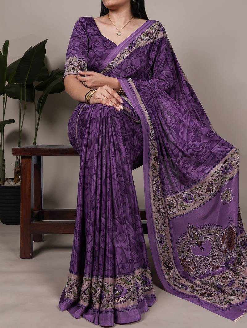 lightweight crepe saree with beautiful prints