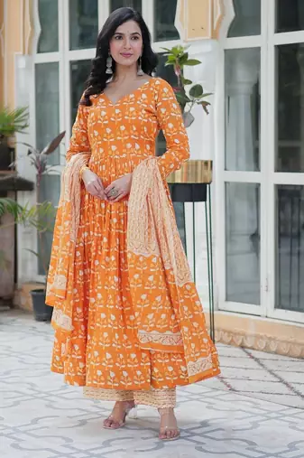 Yellow Pure Cotton Kurta Set with All-Over Print – Soft, Stylish & Everyday Ethnic Wea