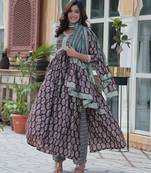 Wine Pure Cotton Kurta Set with All-Over Print – Soft, Elegant & Everyday Ethnic Wear