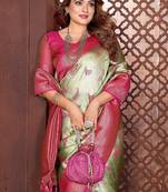 Light Green Color Zari Weaving Banarasi Tissue Silk Blend Saree