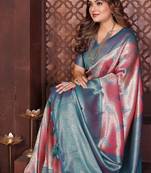 Pink Color Zari Weaving Banarasi Tissue Silk Saree