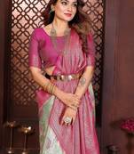 Light Sea Green Color Zari Weaving Banarasi Tissue Silk Saree