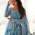 Amazing sky blue marble print organza festive wear anarkali suit