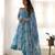 Amazing sky blue marble print organza festive wear anarkali suit