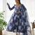 Astonishing navy blue marble print organza event wear anarkali suit