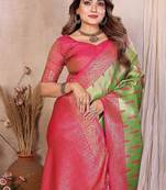 Light Green Color Zari Weaving Banarasi Tissue Silk Saree