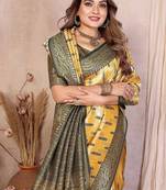 Yellow Color Zari Weaving Banarasi Tissue Silk Saree